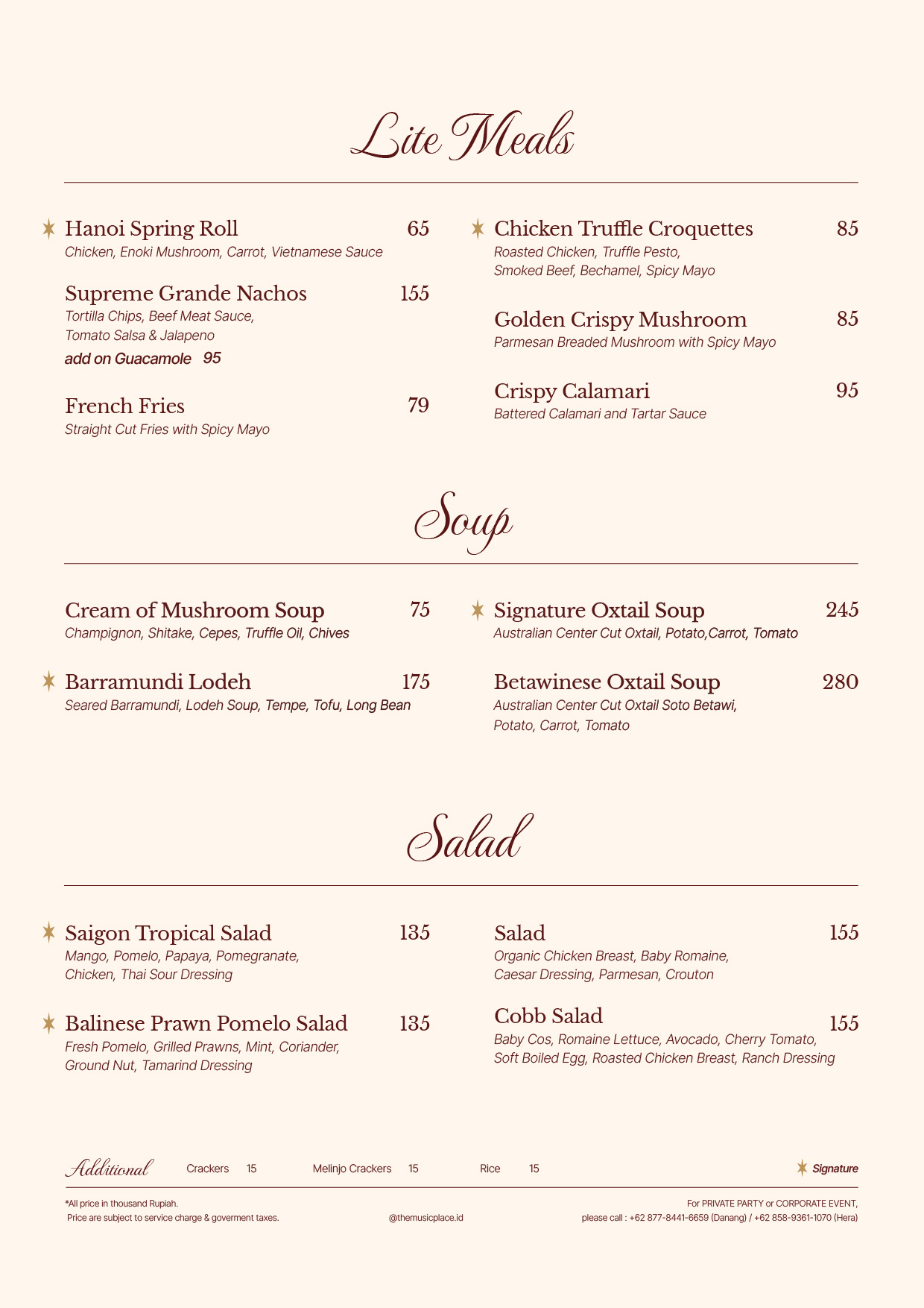 Light Meal, Salad, Soup