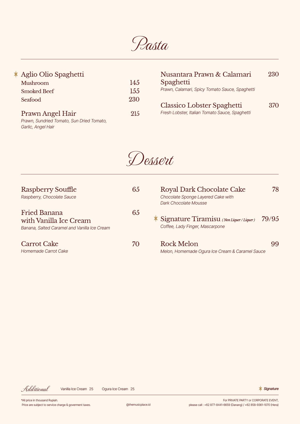 Pasta & Dessert